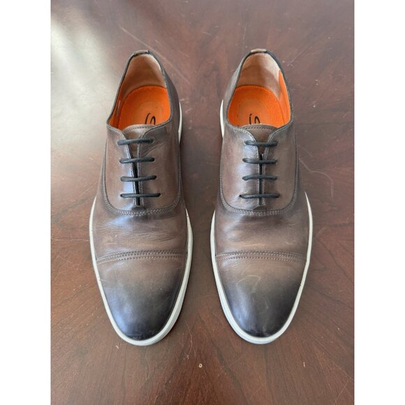 Santoni Durbin Derby Calfskin Leather Sneaker Lace-up Gray Brown Men 10.5 main image 5